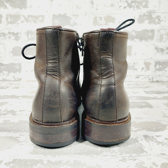 Aston Grey Biressa Dark Brown Leather Zip Lace Up Round Toe Ankle Boots V717 - Picture 6 of 12